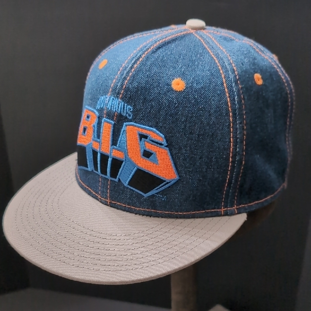 Notorious 2013,Denim Snapback Hat with Orange /Blue Logo.